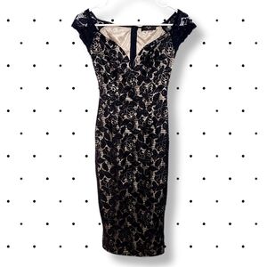 AX Paris Black and Cream Lace Midi Wiggle Dress (10)